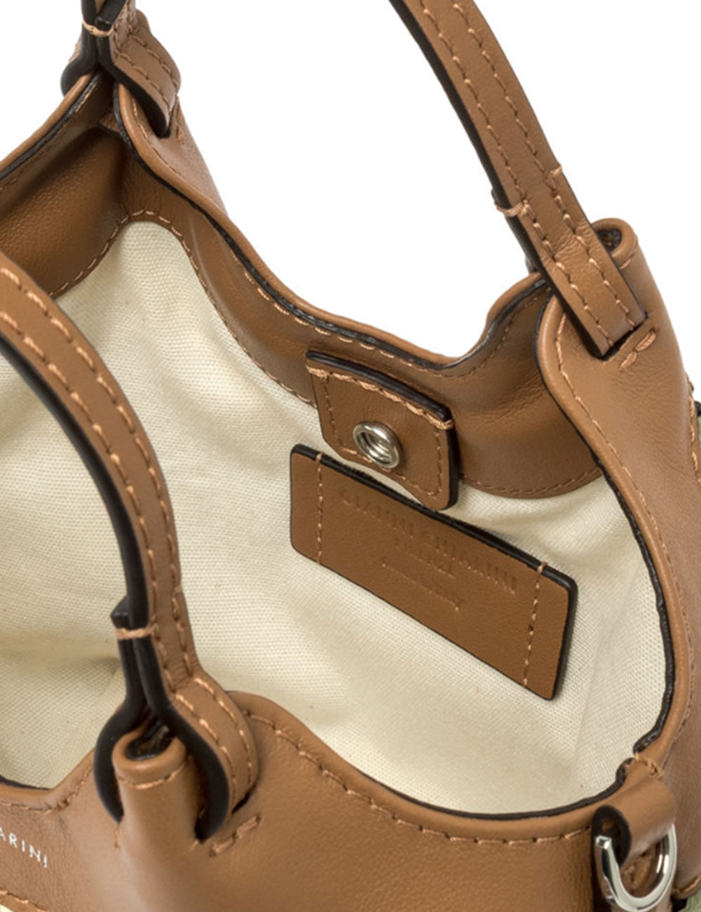 Borsa in pelle tan Gianni Chiarini Dua Mini Willow con cuciture nere