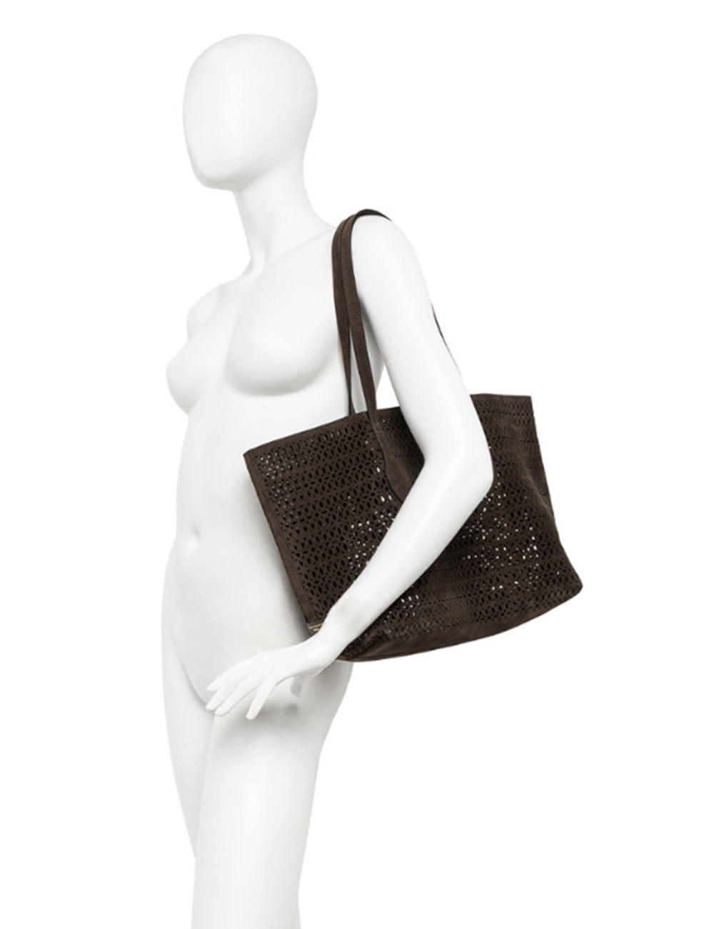 Borsa tote in suede marrone con design forato Gianni Chiarini Shopping Mashup Moka