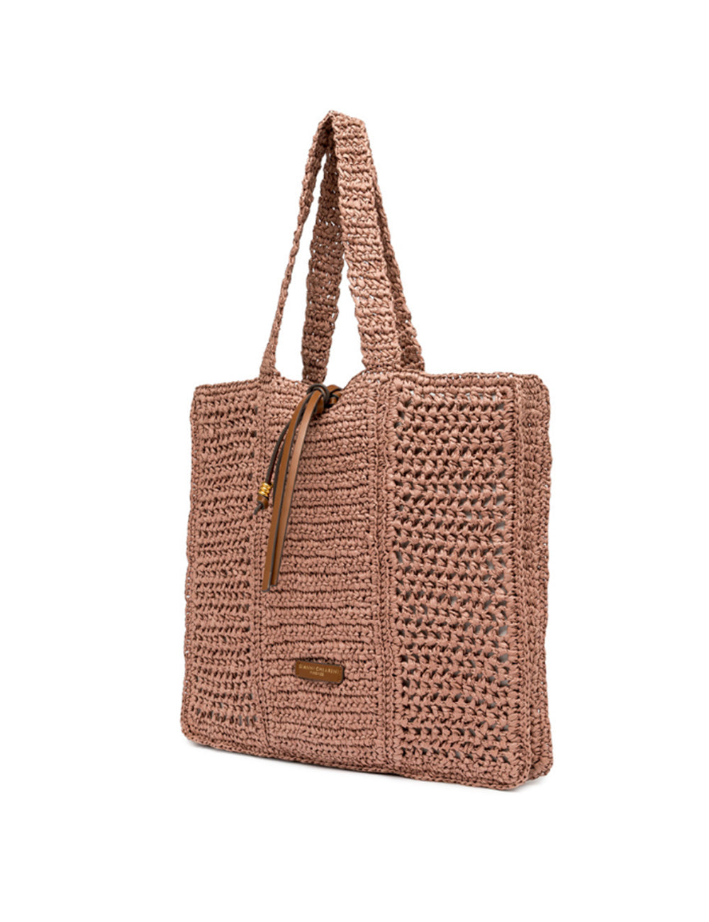 Borsa shopper Nefeli Blush Gianni Chiarini in beige intrecciato
