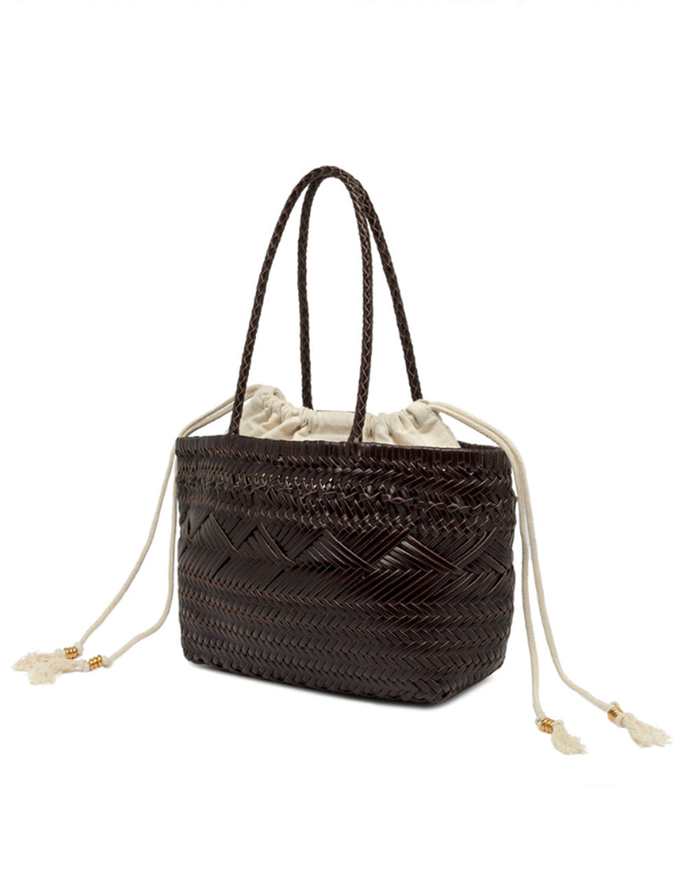 Borsa tote in paglia intrecciata marrone scuro con manici a treccia Paloma Choco Gianni Chiarini