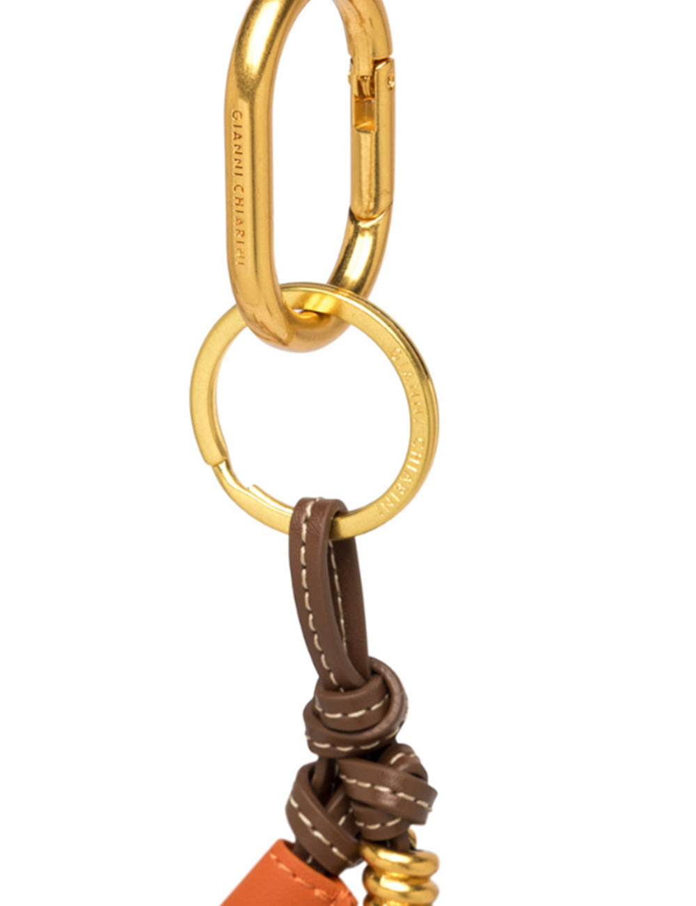 Portachiavi Calla Spice Gianni Chiarini in oro con cuoio marrone e arancione