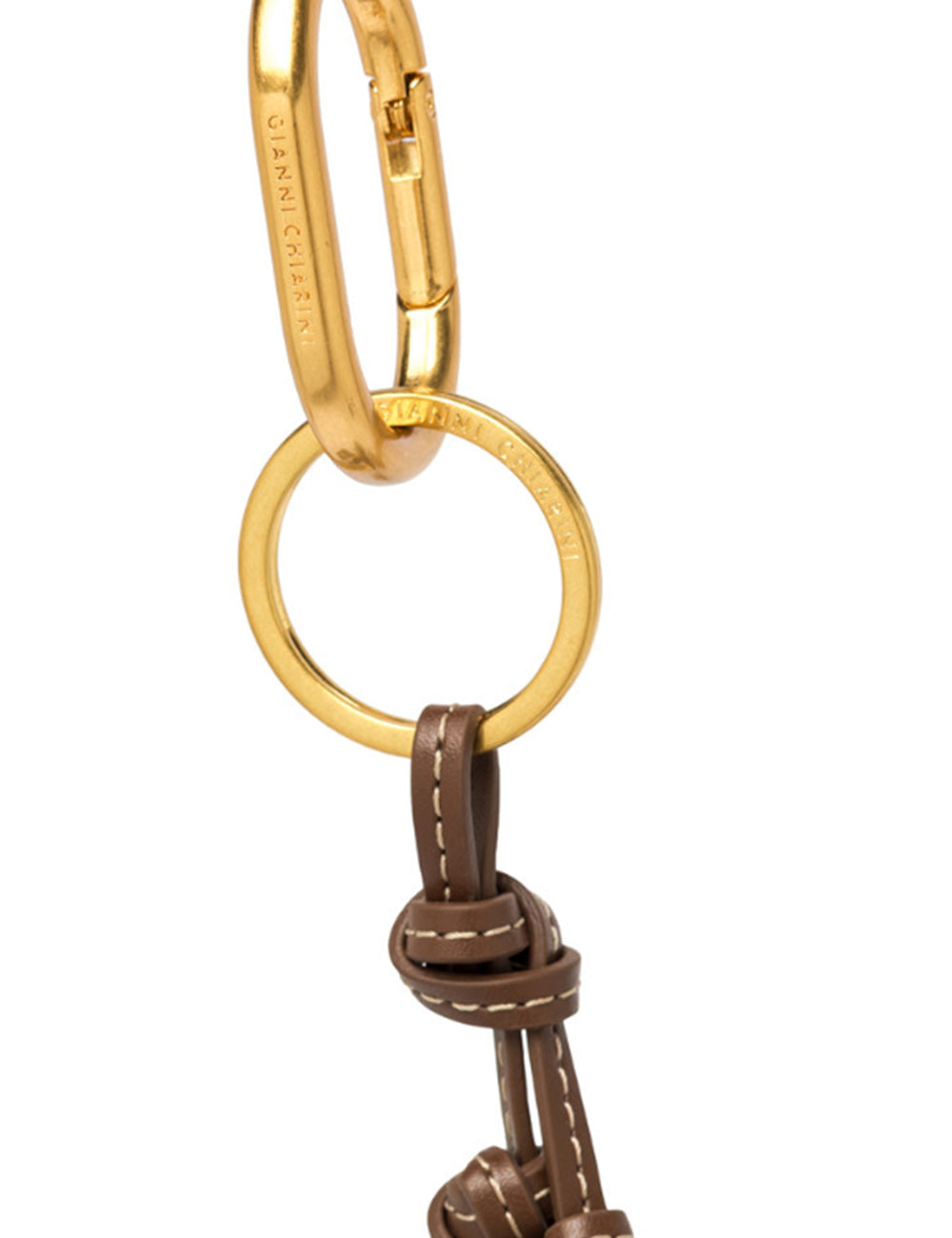 Portachiavi Cactus Gianni Chiarini: moschettone oro con corda cuoio marrone