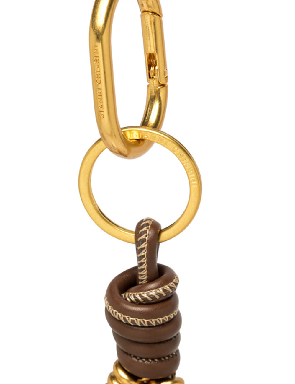 Portachiavi Gianni Chiarini Desert Flower in metallo dorato con corda in pelle