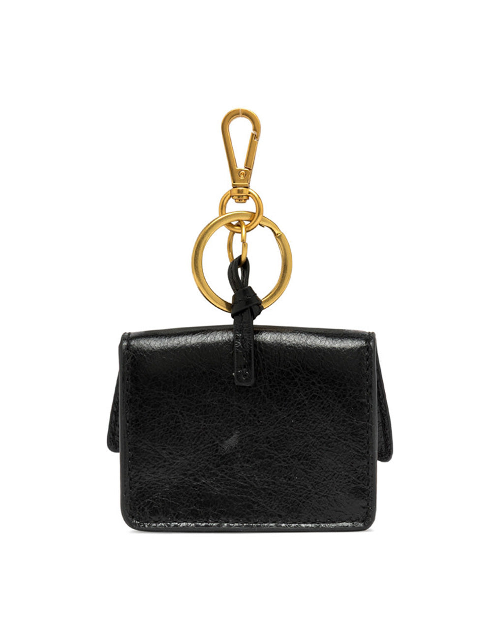 PortaAirPods Nero Gianni Chiarini: pochette nera in pelle con chiusura e anello oro