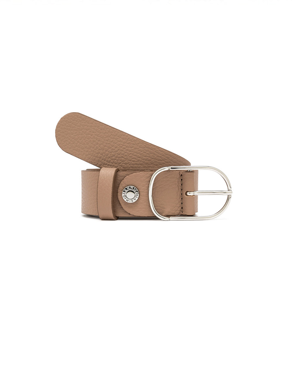 Cintura in pelle tan Gianni Chiarini Cintura Dollaro Clay con fibbia ovale argento