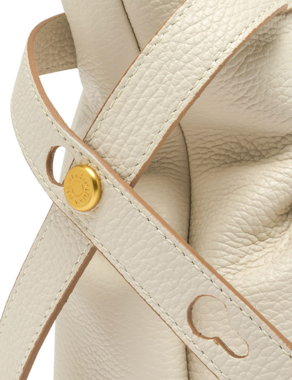 Cinturino in pelle texture avorio con fibbia metallica dorata circolare, Gianni Chiarini Claudette Marble