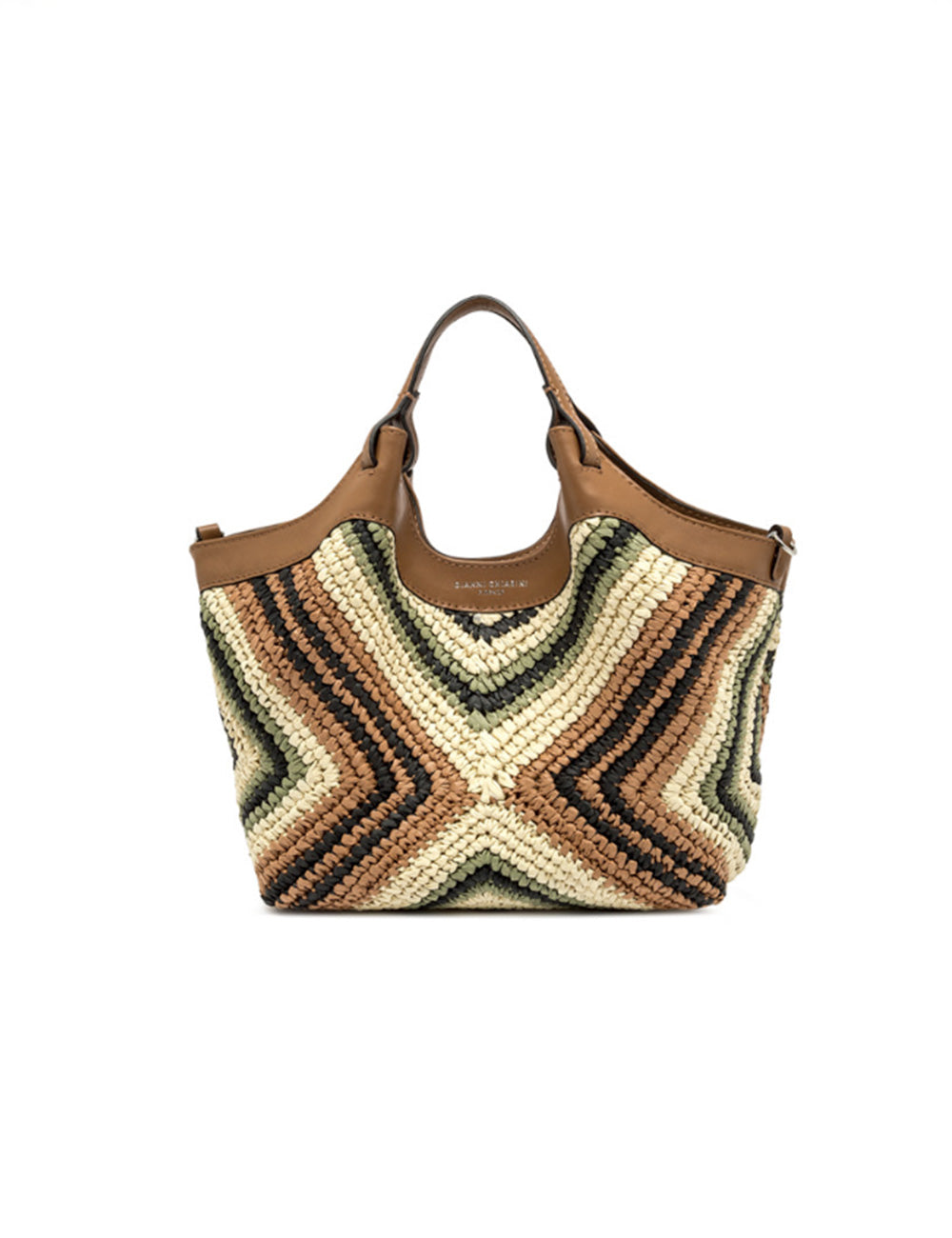 Borsa tote intrecciata Gianni Chiarini Dua Willow con bordi in pelle marrone