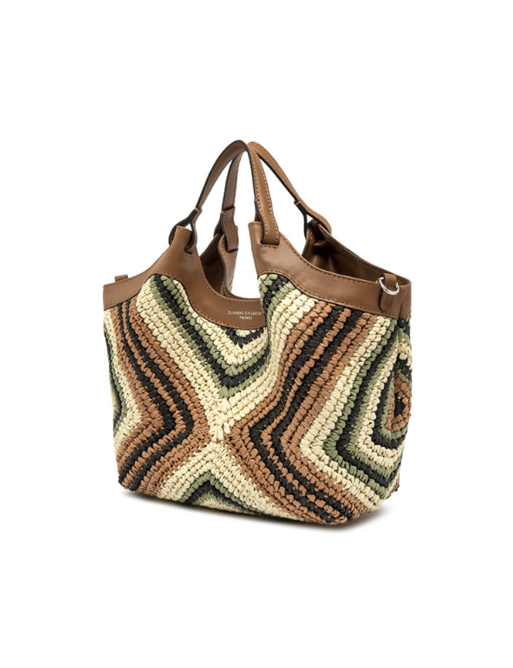 Borsa intrecciata Gianni Chiarini Dua Willow con pattern zigzag in toni terrosi
