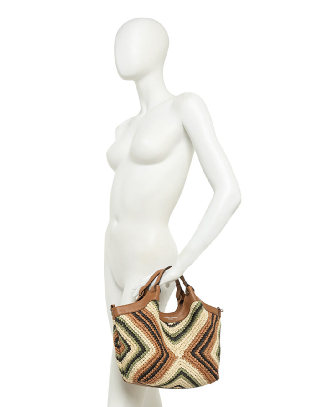 Borsa intrecciata Gianni Chiarini Dua Willow con motivo zigzag geometrico in toni terrosi