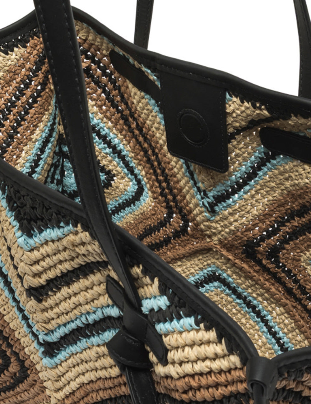 Borsa tote Marcella Nera Gianni Chiarini con motivo geometrico beige, nero e azzurro