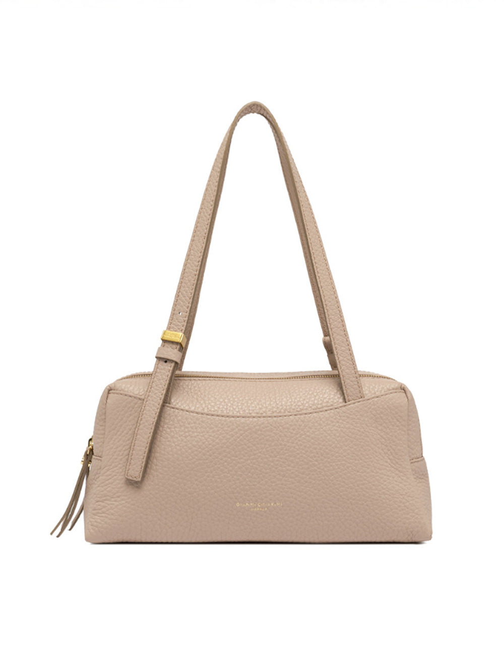 Borsa in pelle beige ciottolata Gianni Chiarini Dea Pink Salt con hardware oro e nappa