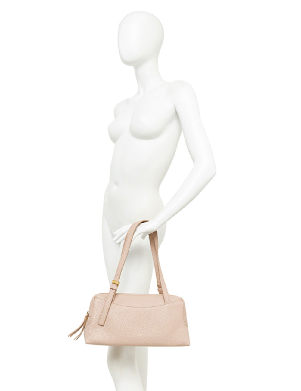 Borsa in pelle rosa cipria Gianni Chiarini Dea Pink Salt con manici sottili e nappa decorativa