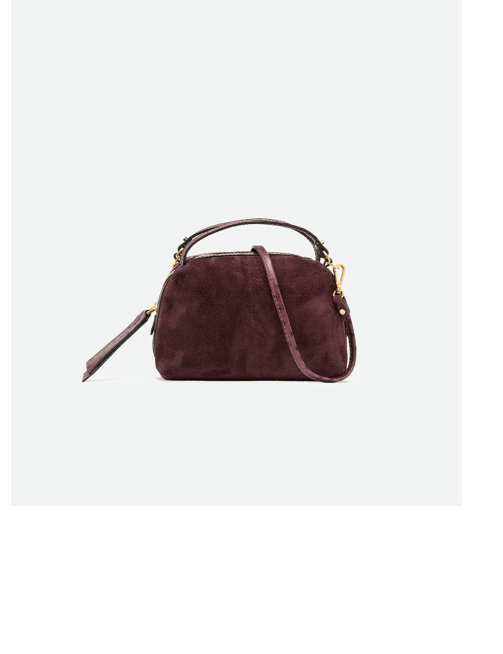 Gianni Chiarini alifa mini amarone borsa mini in suede burgundy con manico e tracolla staccabile oro brillante