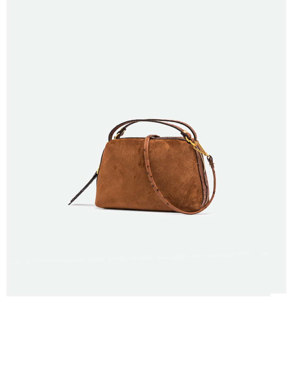 Gianni chiarini alifa mini cognac una borsa a tracolla in suede cognac con manico superiore e tracolla regolabile