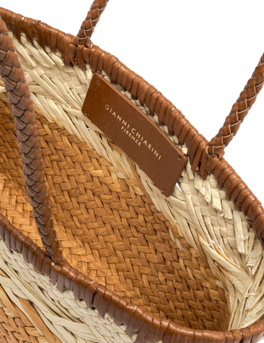 Borsa Paloma Naturale Gianni Chiarini in paglia intrecciata con manici in pelle marrone