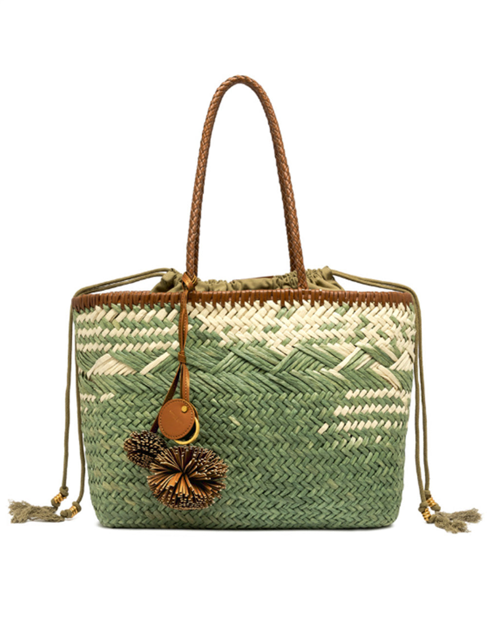 Borsa tote Paloma Large Willow Gianni Chiarini in paglia verde e crema