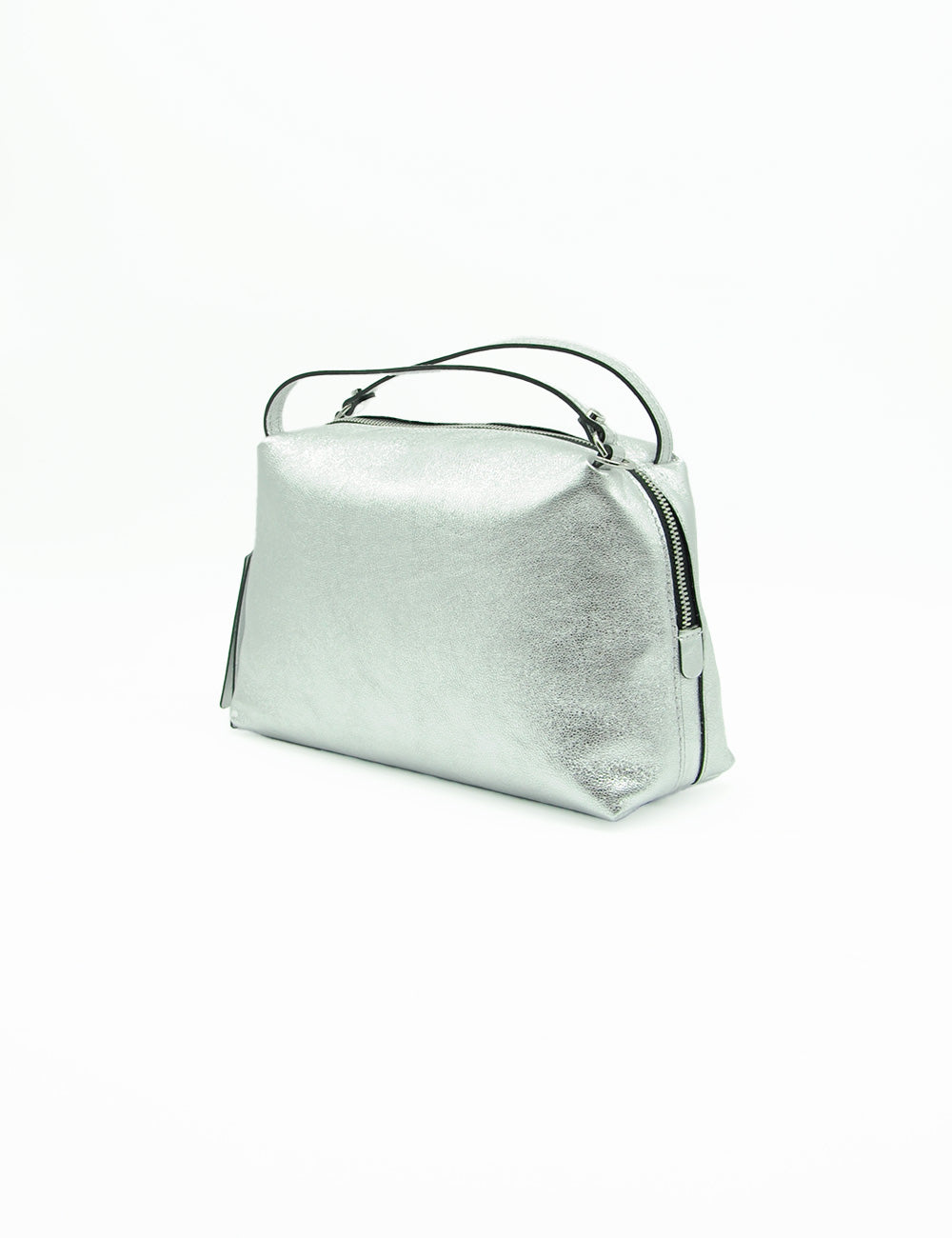 Borsa Gianni Chiarini Alifa Argento, argento metallico con manici in pelle nera