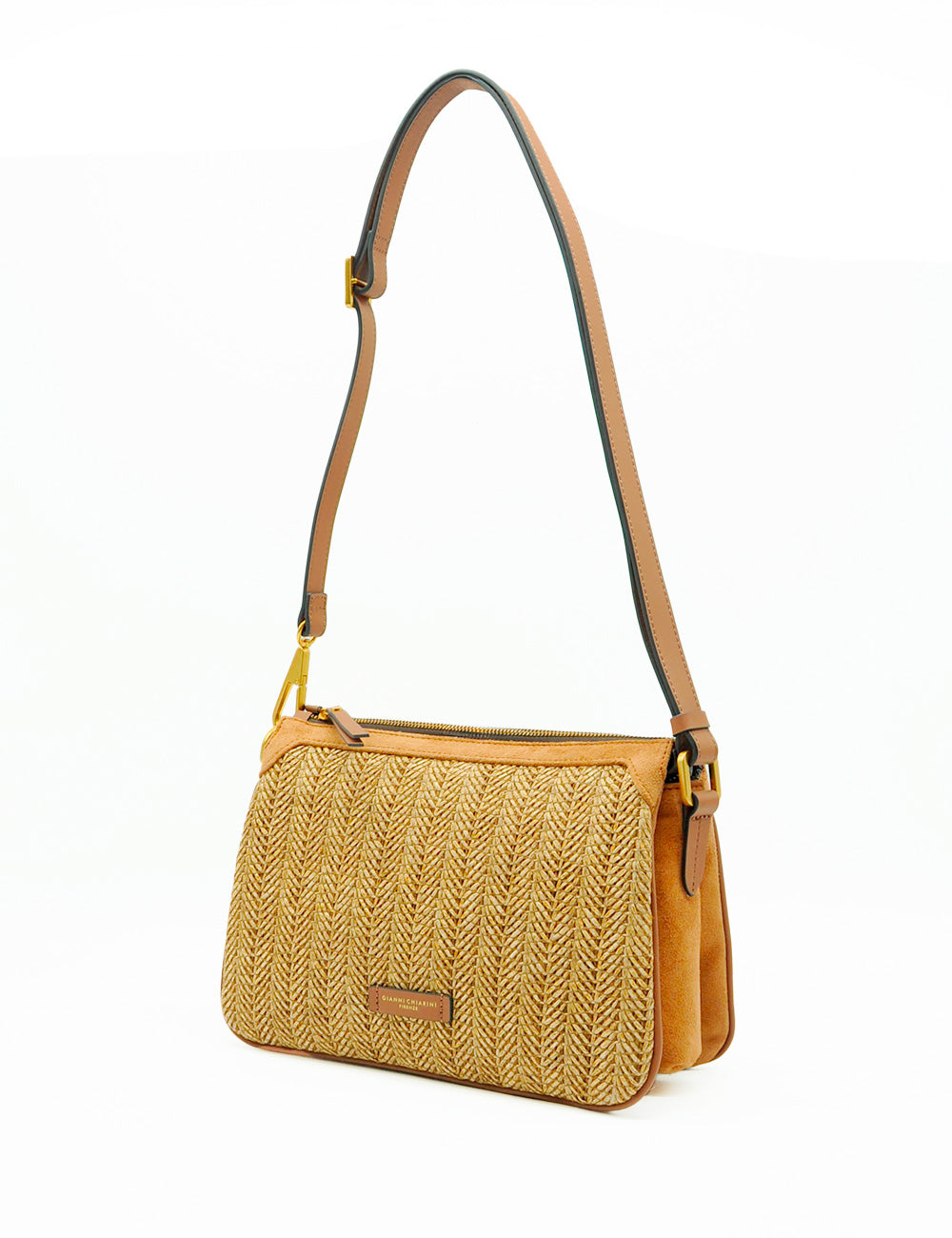 Borsa crossbody Brooke Cookie Gianni Chiarini in paglia intrecciata color tan