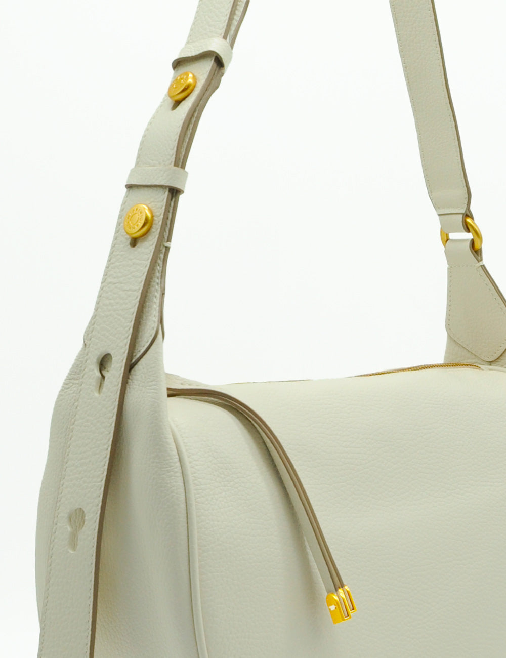 Borsa spalla Charlotte Large Marble Gianni Chiarini in pelle avorio con hardware oro