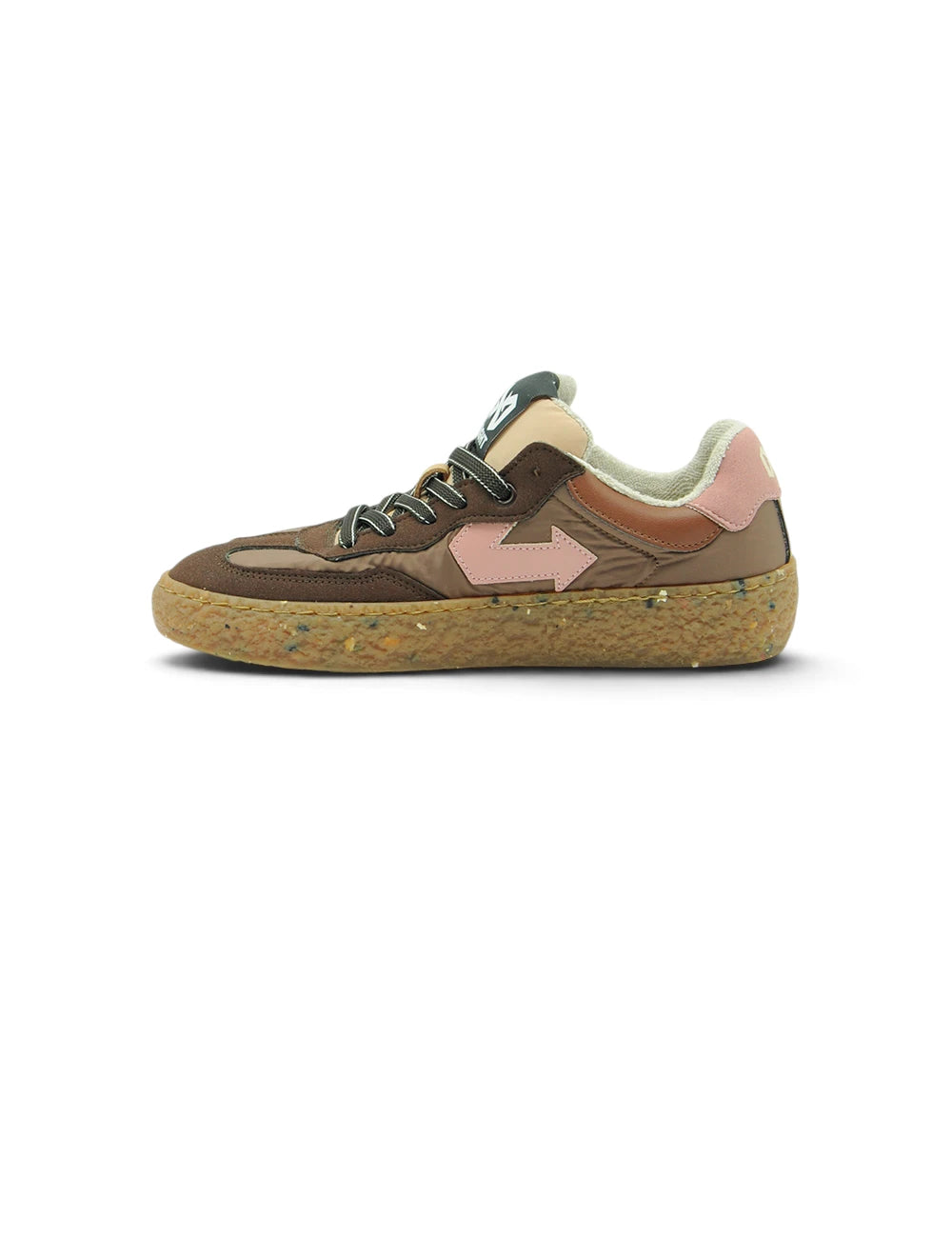 Sneaker id eight pink mocha in suede rosa e marrone con suola in sughero testurizzata