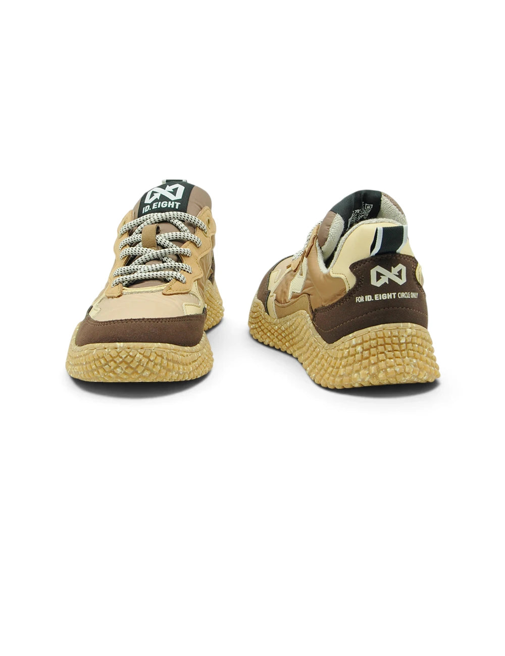 Sneaker id eight hana caffèlatte marrone e tan con suola in gomma testurizzata e lacci intrecciati