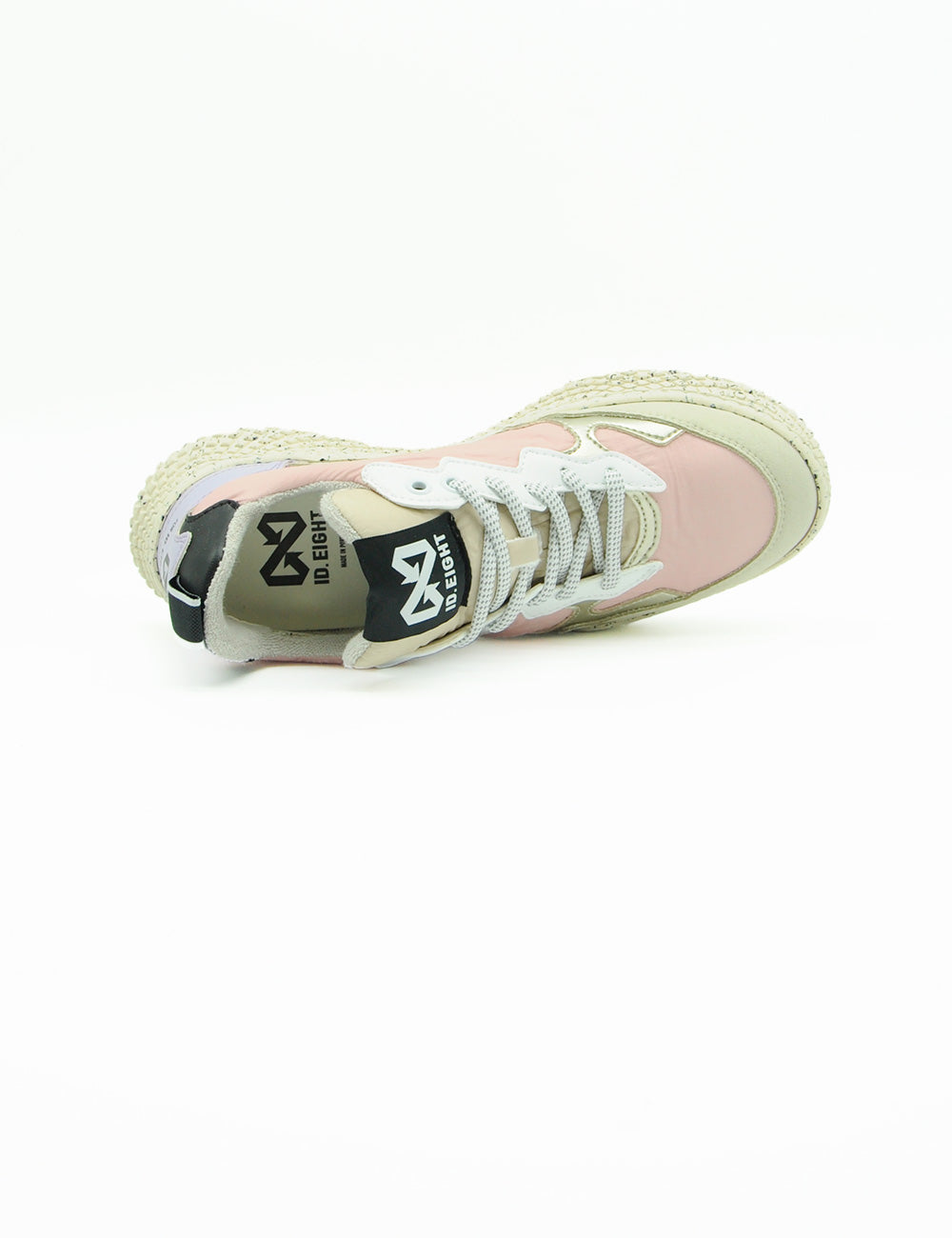 Sneaker ID EIGHT Hana Rosè Light rosa e beige con lacci bianchi e suola testurizzata