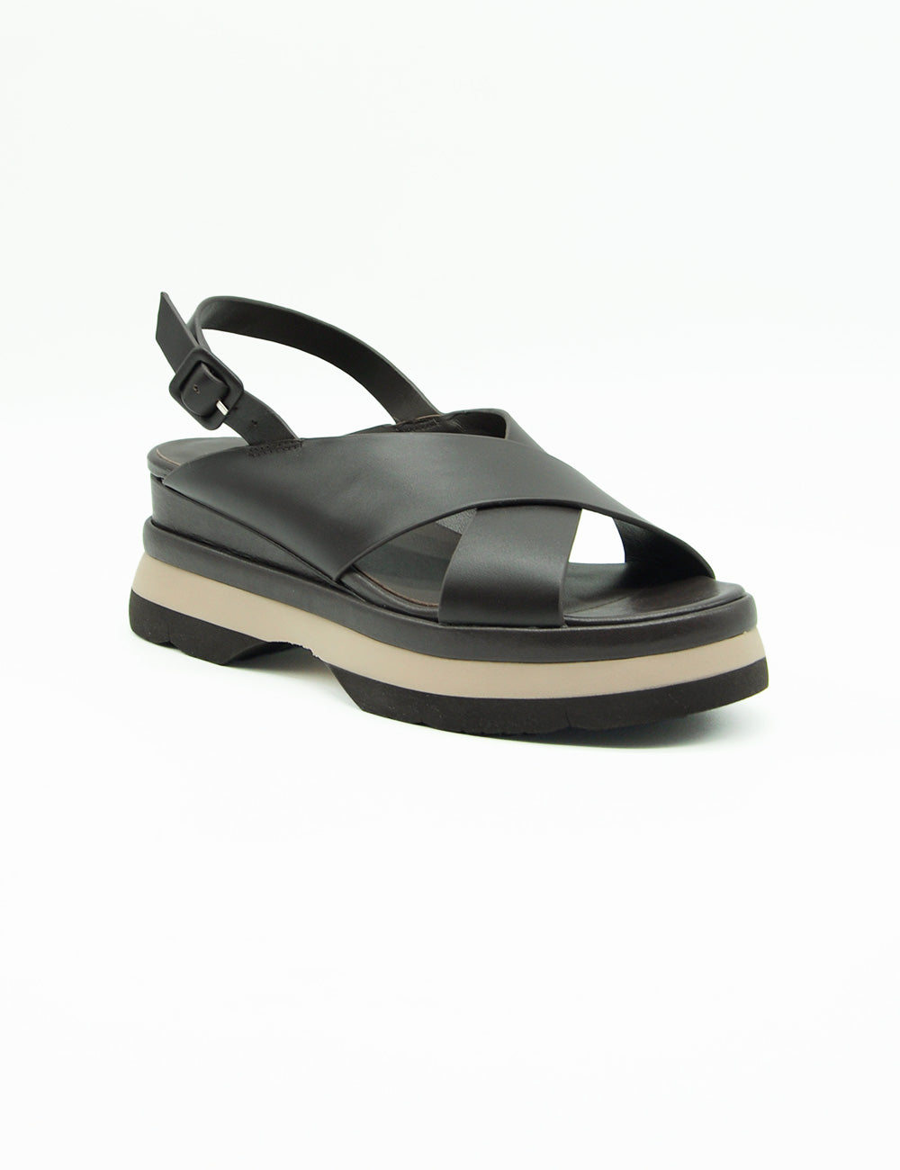 Jeannot Sandalo Testa Moro: retro platform con cinghia a croce, suola beige