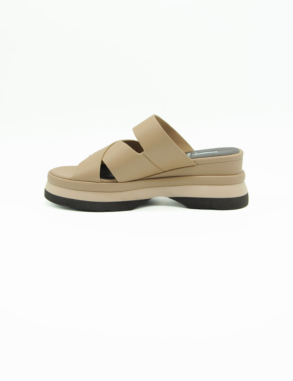 Sandalo Jeannot Sabbia beige con cinghie incrociate e suola nera in gomma