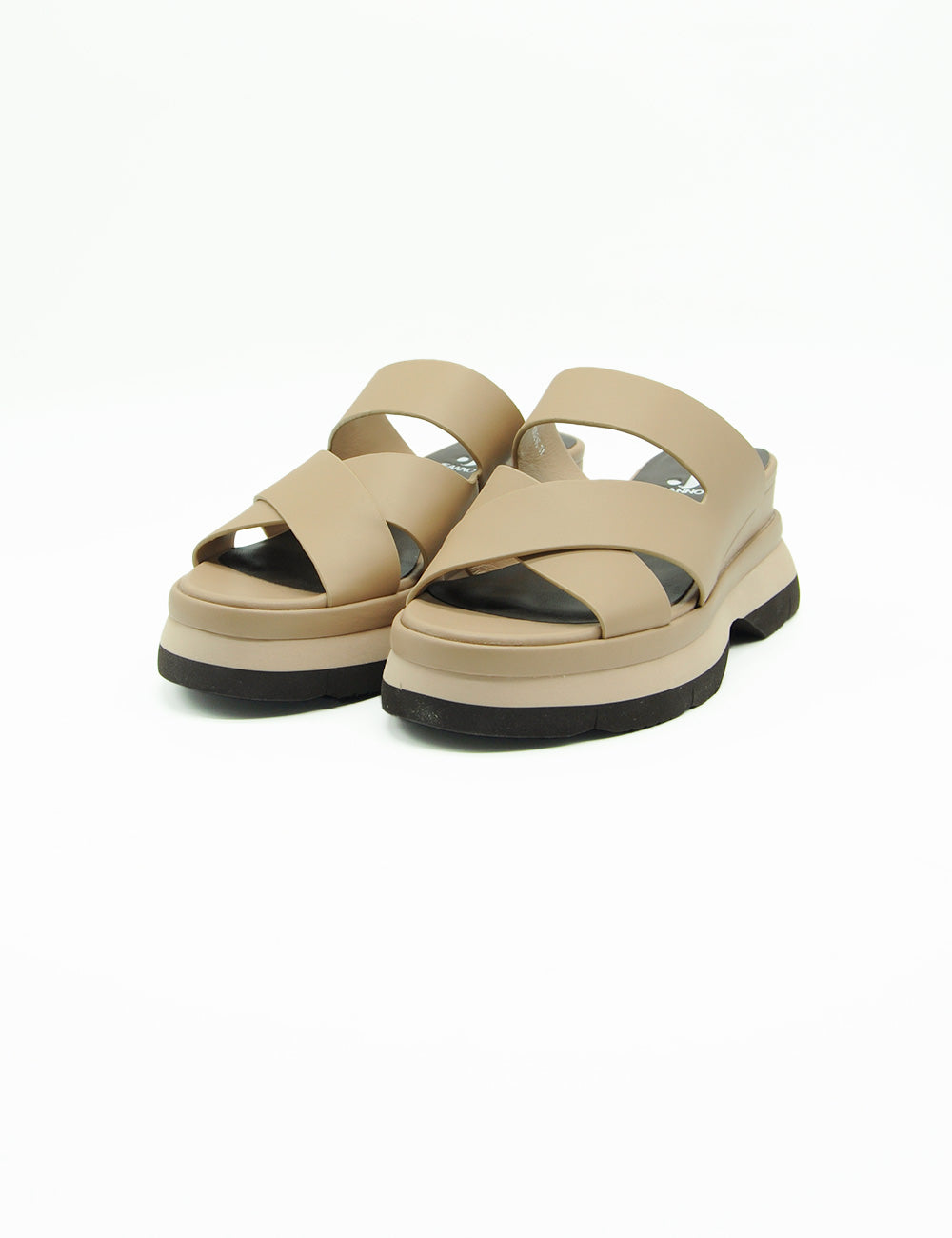 Sandalo Jeannot Sabbia: beige con cinghia incrociata e suola nera in gomma
