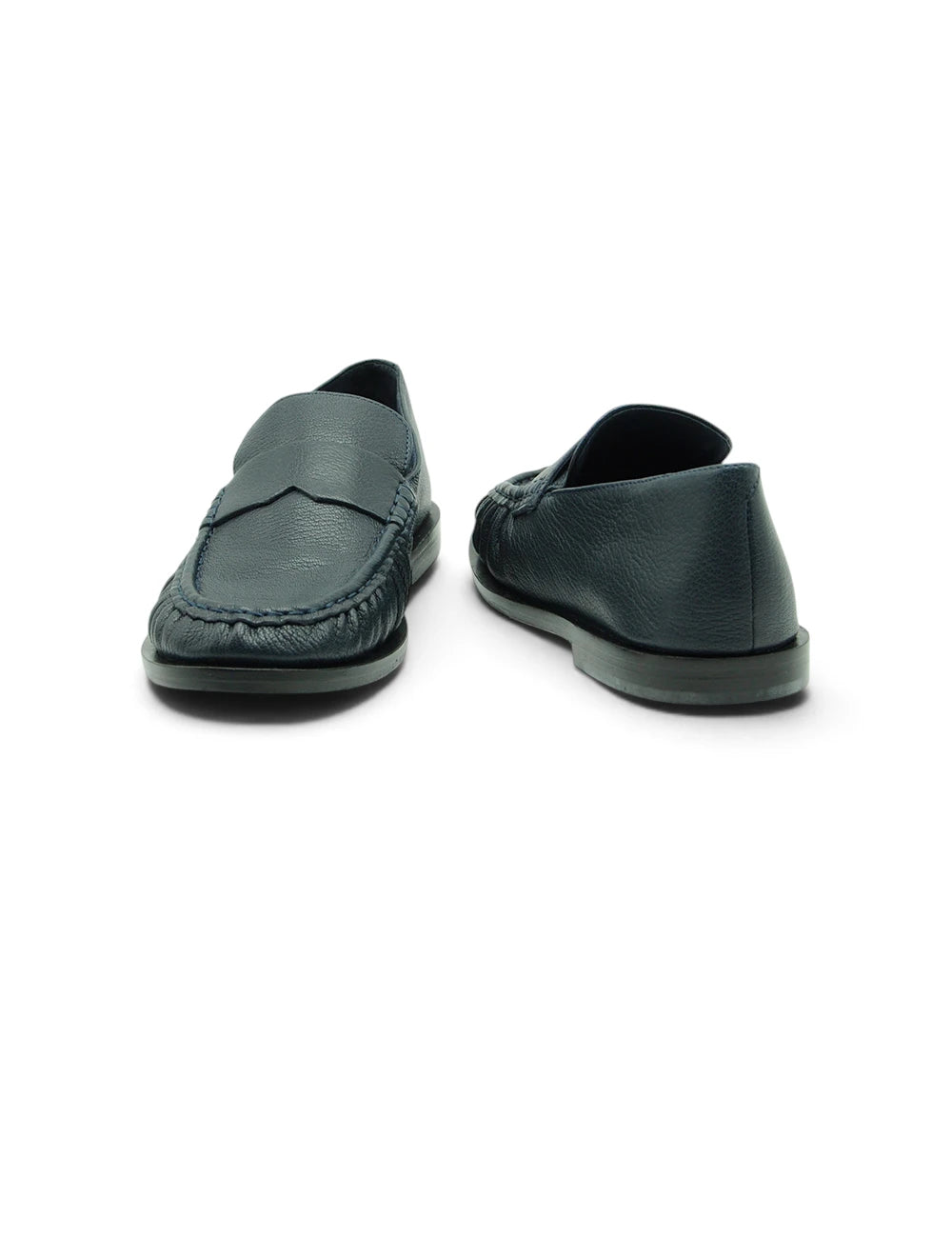 Dark green leather loafers jvam mocassino kasper atlantic with classic moccasin design and visible stitching