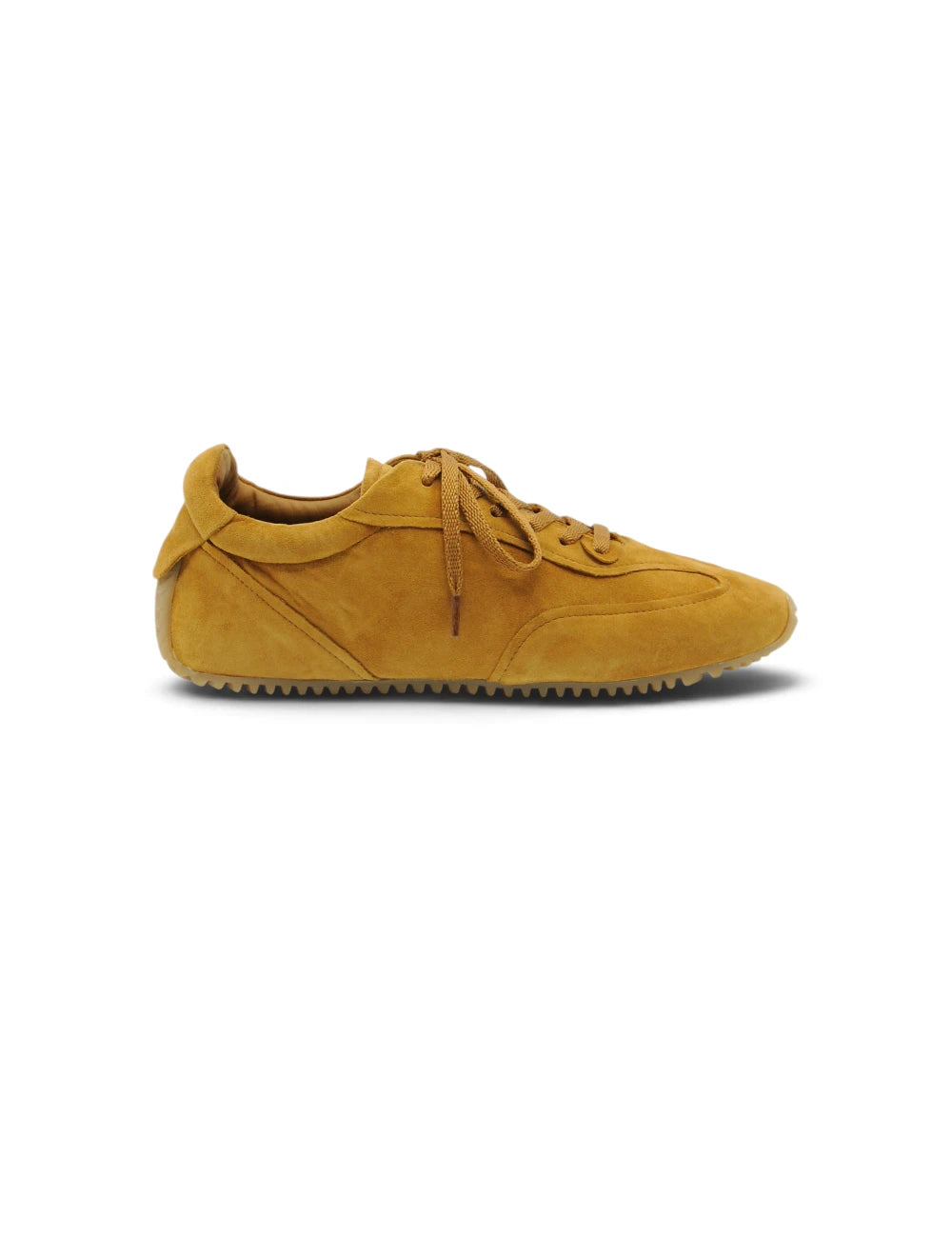 Scarpa da ginnastica jvam baxter caramel in camoscio giallo senape con design basso classico e lacci abbinati