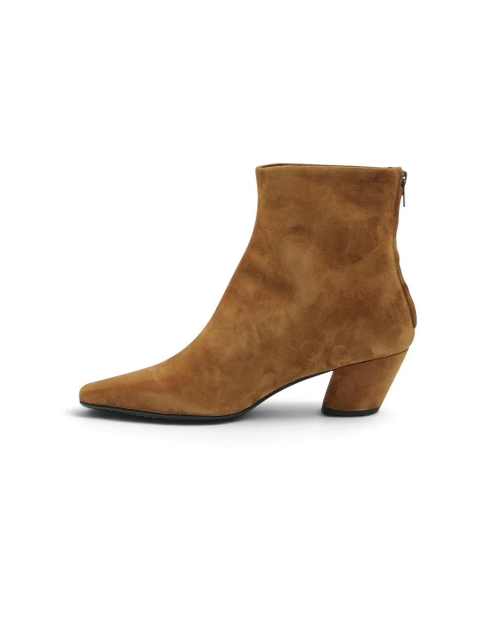 Tan stivaletto in camoscio con tacco a blocco e chiusura con zip jvam stivaletto biscuit