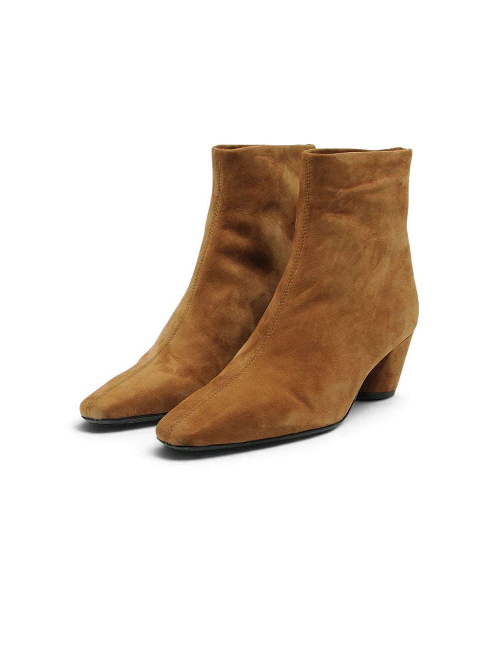 Tan suede ankle boots jvam stivaletto biscuit with low block heel and pointed toe design