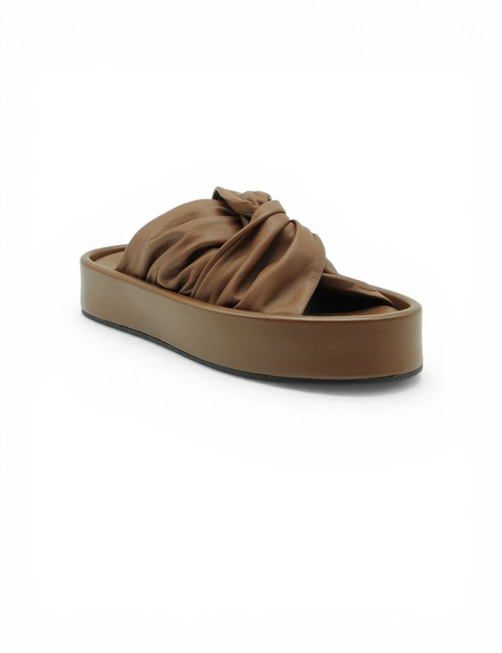 Sandalo Andy Biscuit JVAM: retro marrone con tomaia arricciata annodata