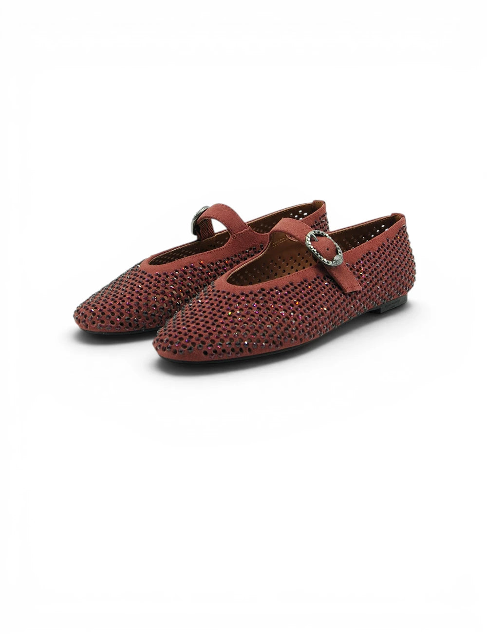 Scarpe ballerine kurt geiger mayfair wine rosse intrecciate con t-strap e fibbia argento