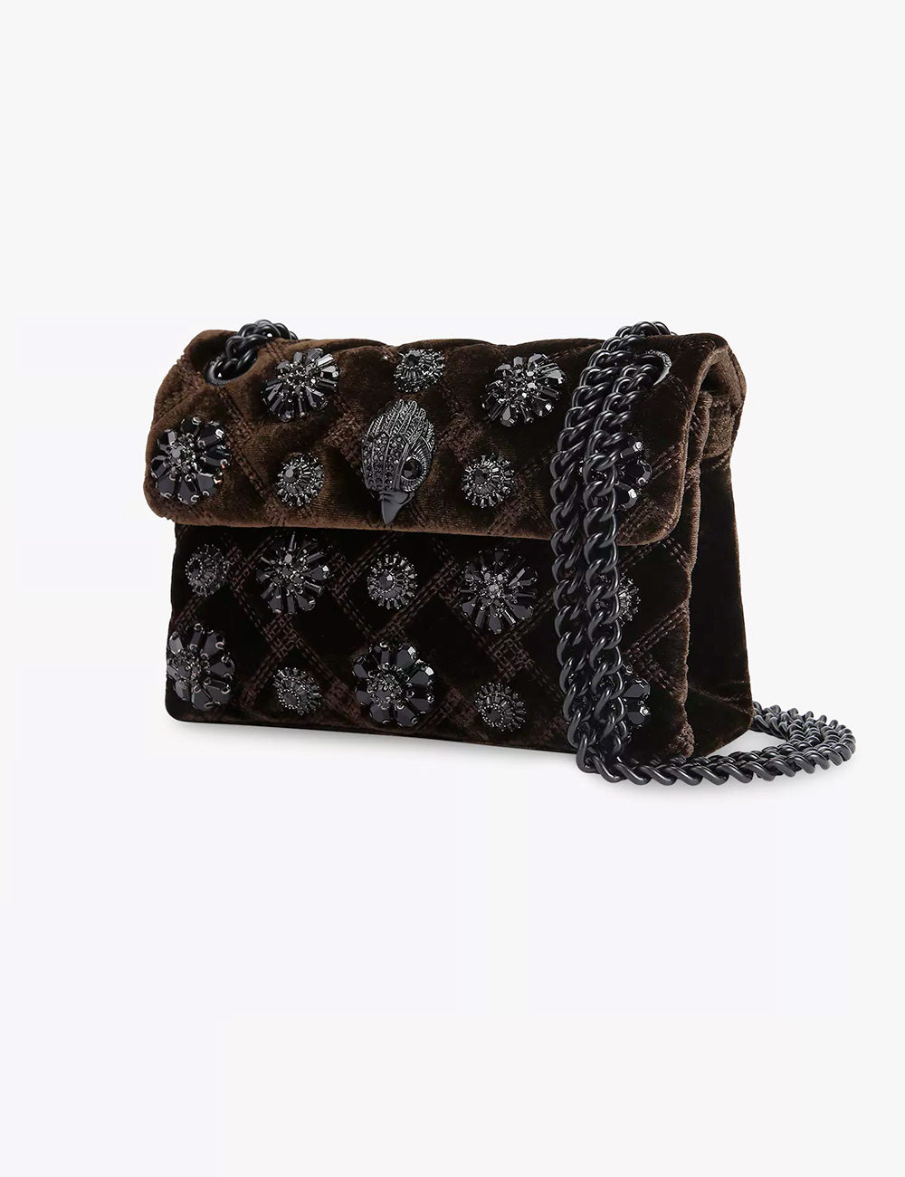Kurt Geiger Tracolla Mini Kensington Velvet Dark Brown