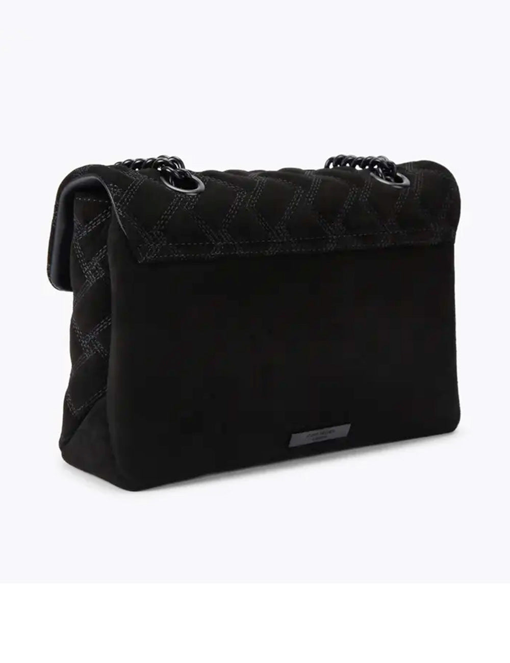 Borsa kurt geiger kensington drench nera in suede trapuntato con tracolla a catena e dettagli metallici
