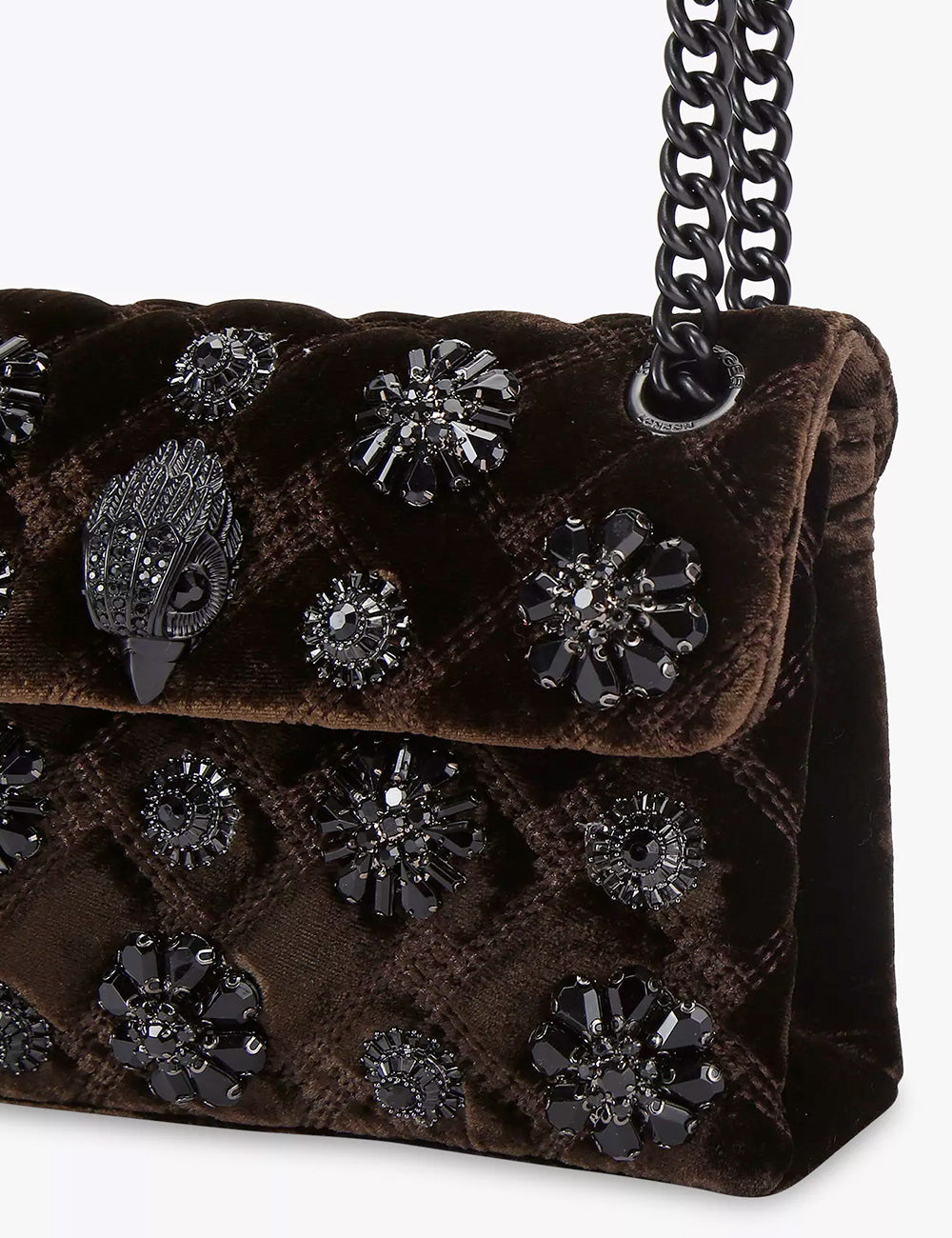 Kurt Geiger Tracolla Mini Kensington Velvet Dark Brown