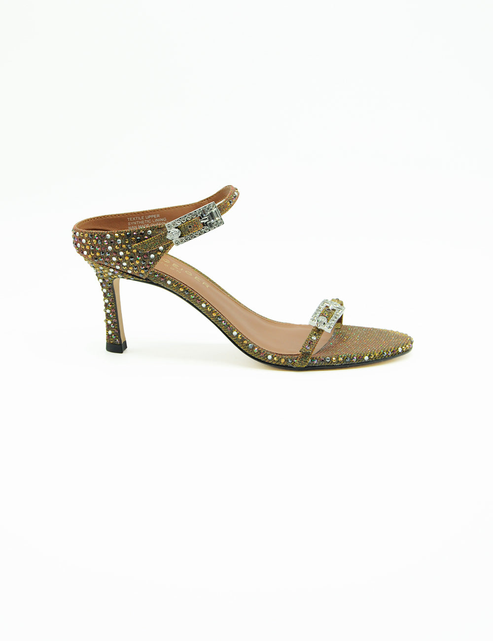 Sandalo Strass Bronze Kurt Geiger con glitter oro, stiletto e cristalli