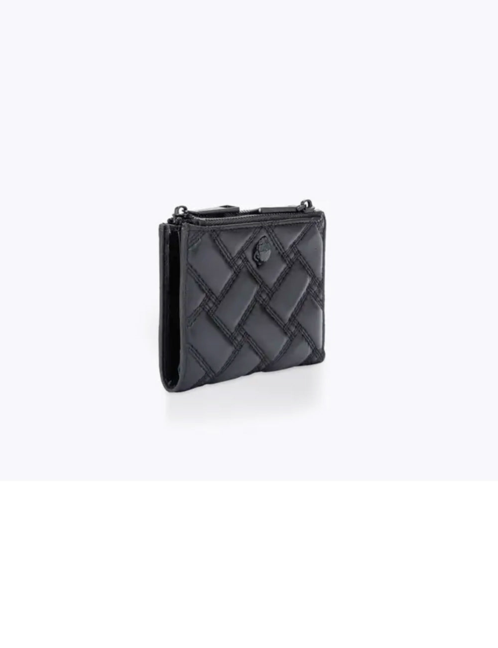 Portafogli kurt geiger kensington nero in pelle trapuntata nera con motivo a diamante e logo metallico piccolo