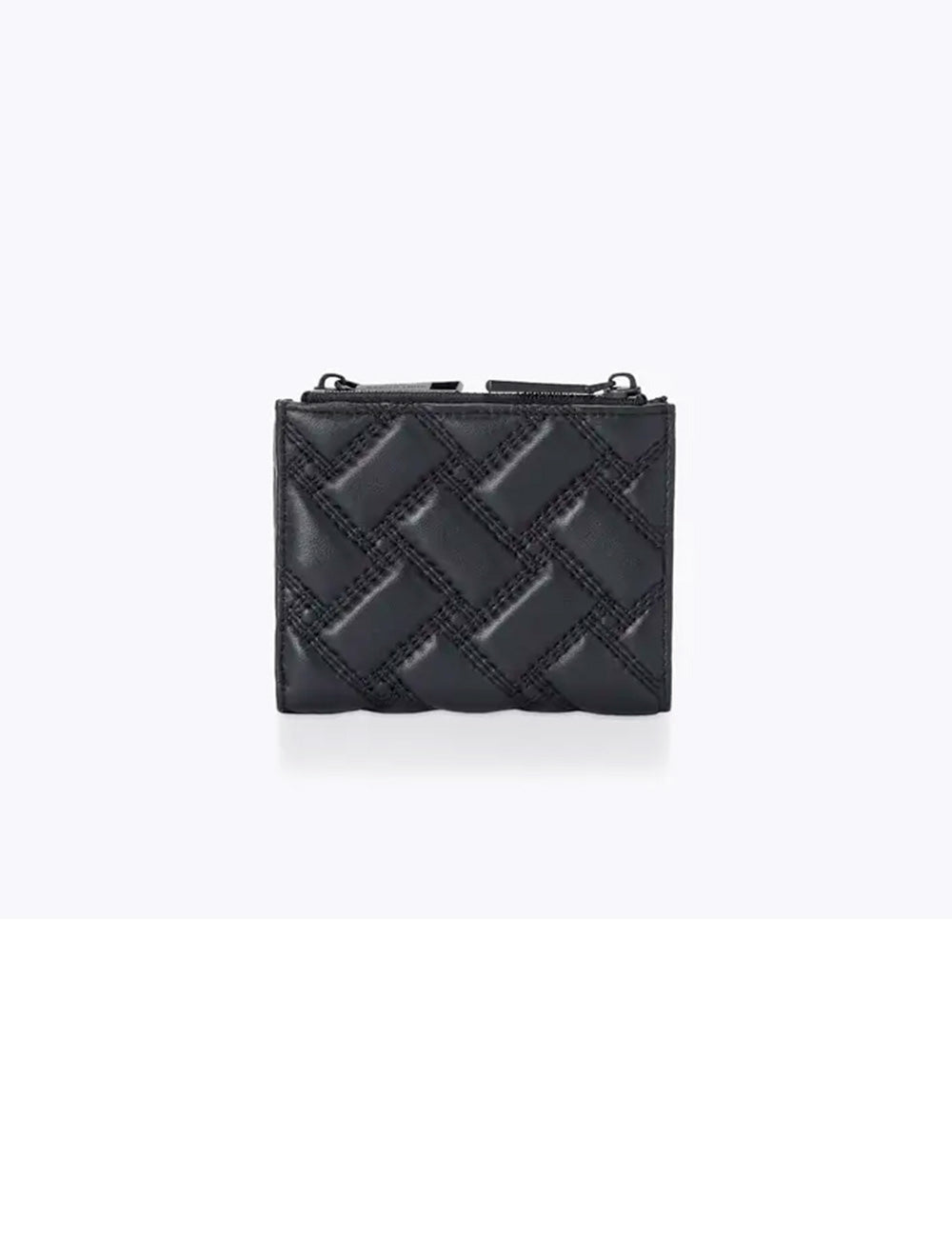 Portafogli kurt geiger kensington nero in pelle nera trapuntata con motivo diagonale e doppia cerniera