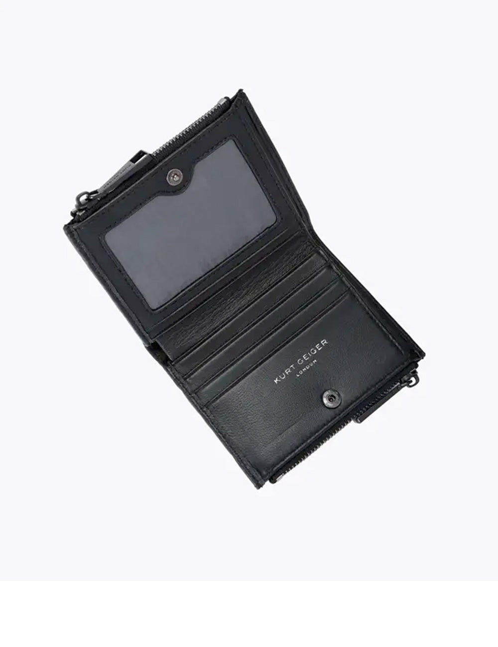 Black leather kurt geiger portafogli kensington nero with zippered compartments and clear id window