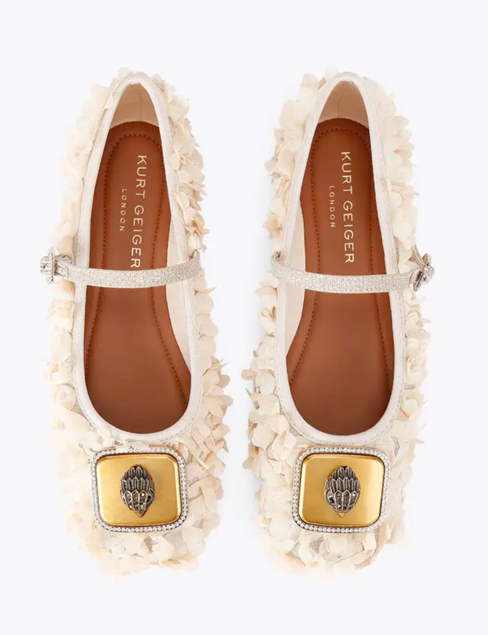 Ballerine Pimlico beige Kurt Geiger con fibbia dorata glitterata e logo
