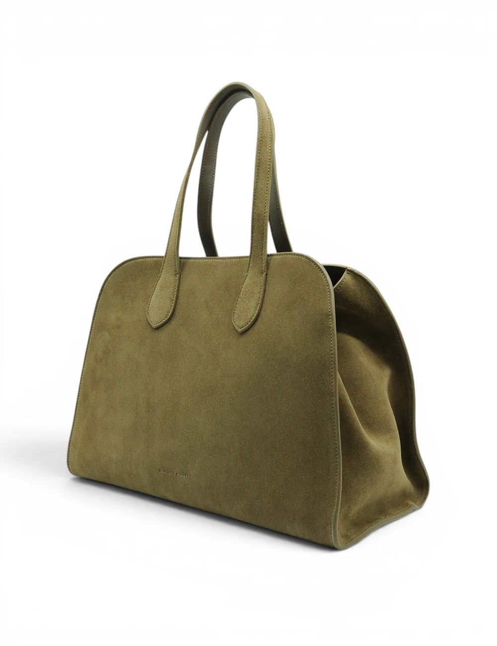 Tote bag in suede verde oliva con forma strutturata e manici abbinati liviana conti madison brown cash