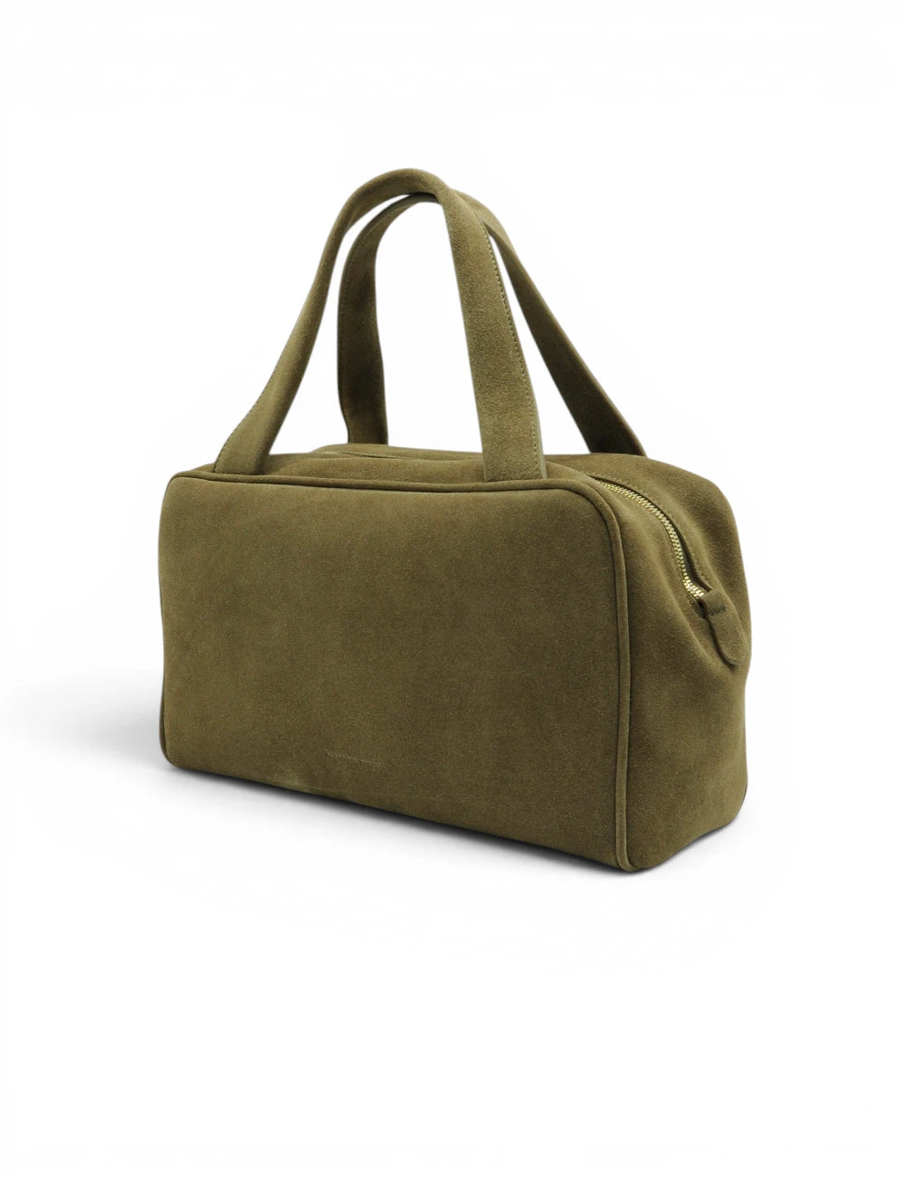 Olive green suede duffel bag liviana conti baulotto talassia brown cash with matching handles and gold tone zipper