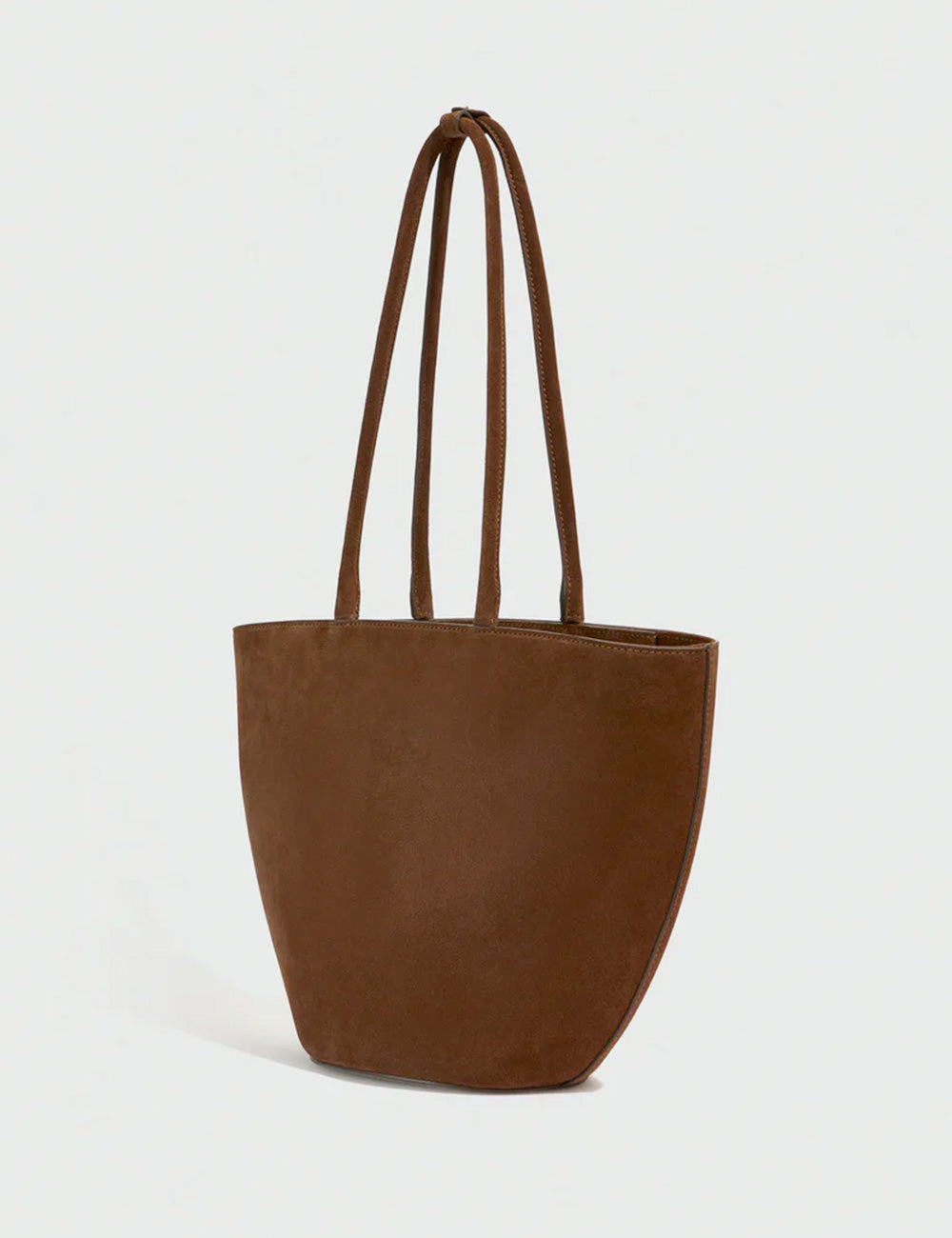 Borsa tote in camoscio marrone liviana conti amelie ebano con due manici sottili