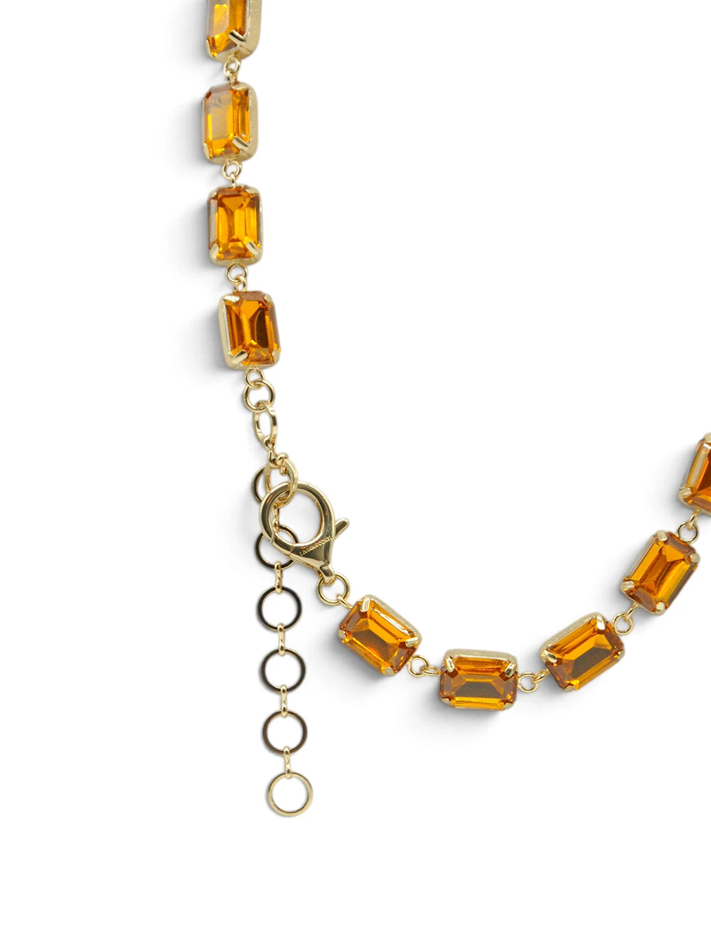 Collana liviana conti desdemona zafferano in oro con pietre rettangolari ambra e chiusura regolabile