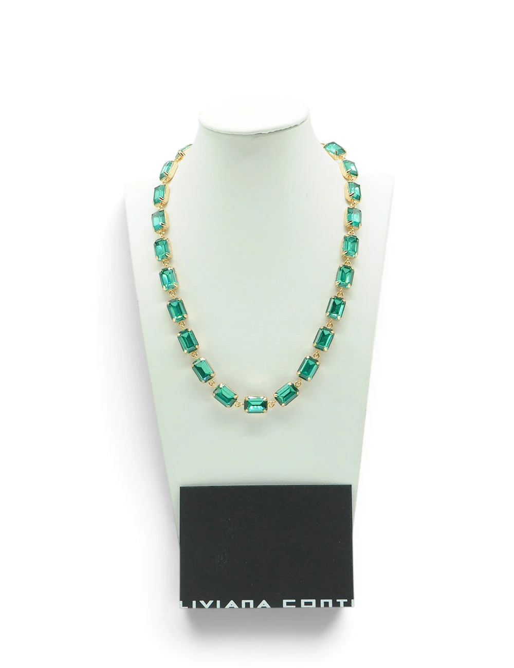 Collana liviana conti desdemona eden con pendente rettangolare smeraldo e montatura in metallo color oro