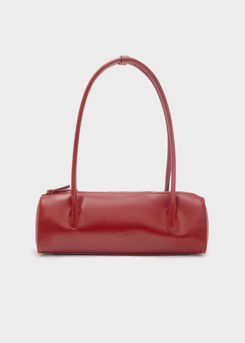 Nalì a spalla billie baguette rosso borsa cilindrica rossa lucida con manici sottili e design minimalista
