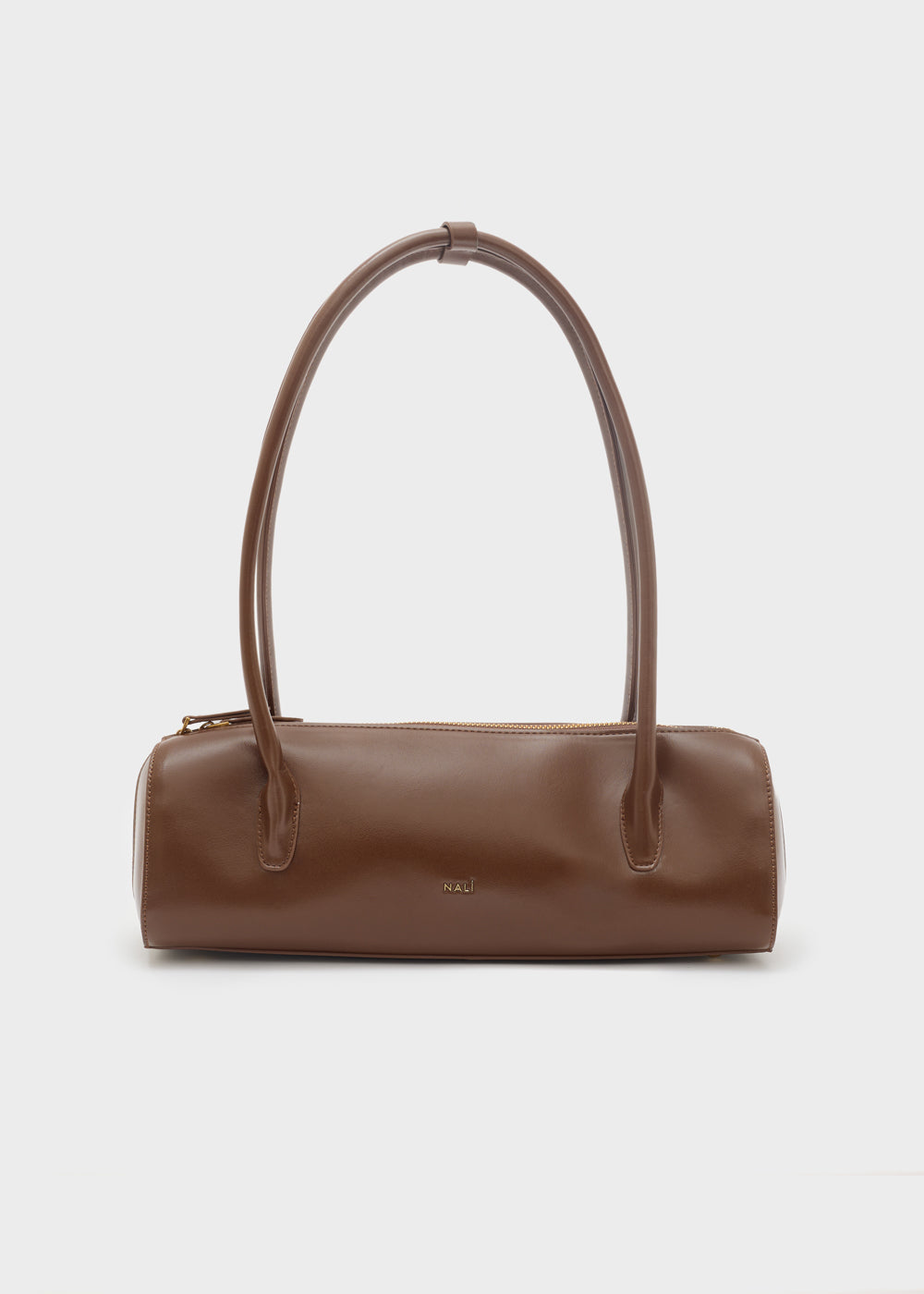 Nalì a spalla billie baguette marrone borsa cilindrica in pelle marrone con manici curvi e design minimalista